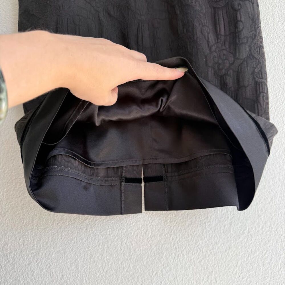 Vintage 90s Guess Jeans Dragon Jacquard Corset Satin & Velvet Dress in Black XS - Picture 8 of 14